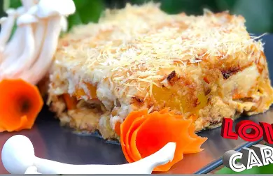 Zapečené mäso so zeleninou a karfiolovým pyré!